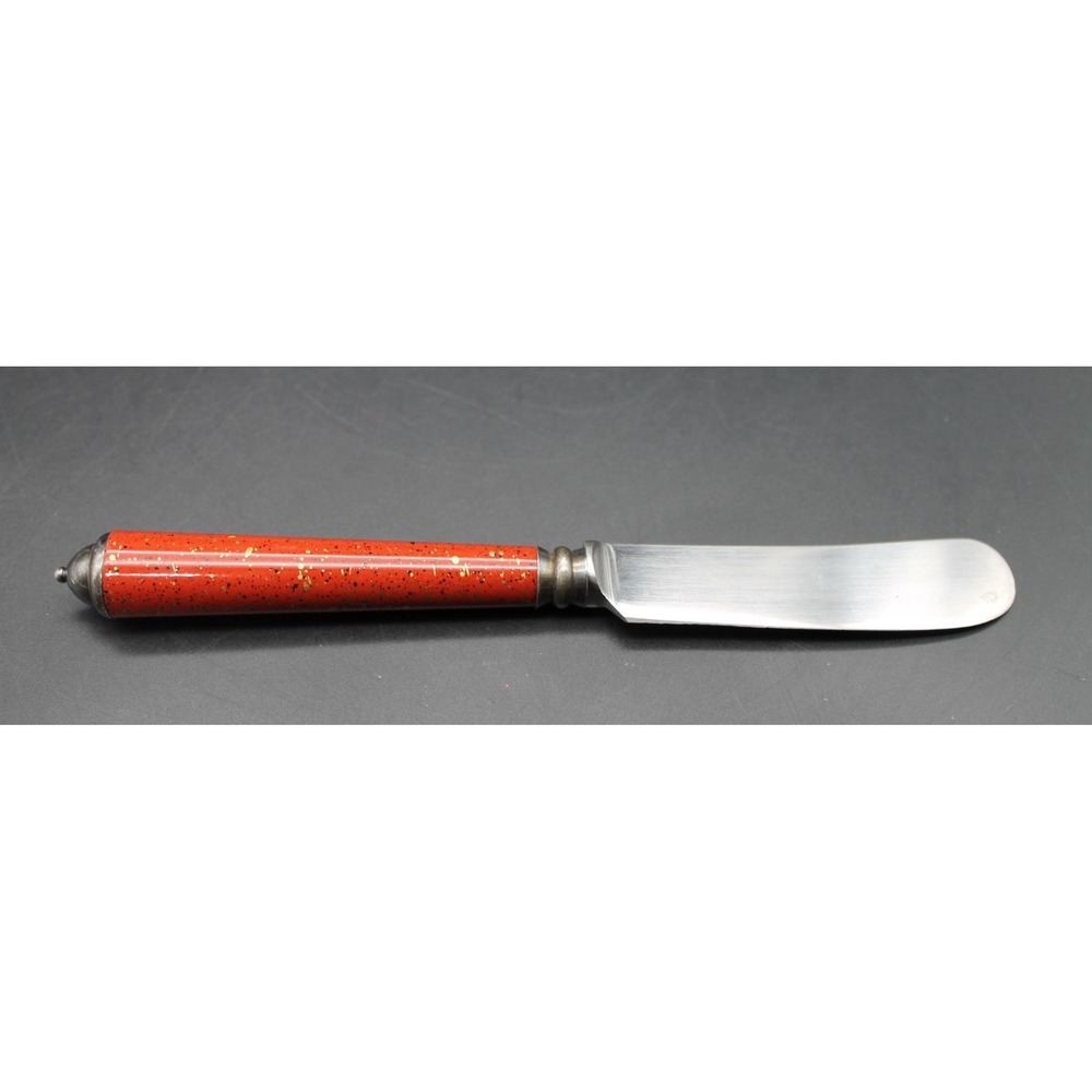 Laure Japy Paris Appetizer Spreader Knife Red Speckled Handle France